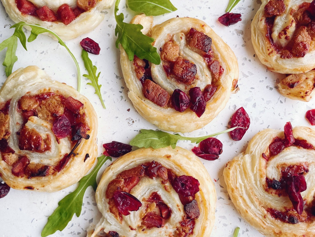 Cranberry and bacon pastry swirls